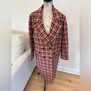 Polder oversized check pink plaid coat size 38